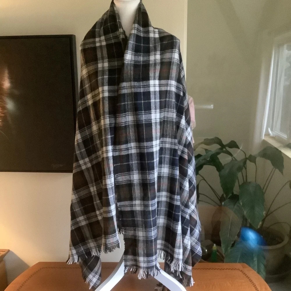 J. Crew Wool Blend Plaid Scarf/Wrap Made in Italy